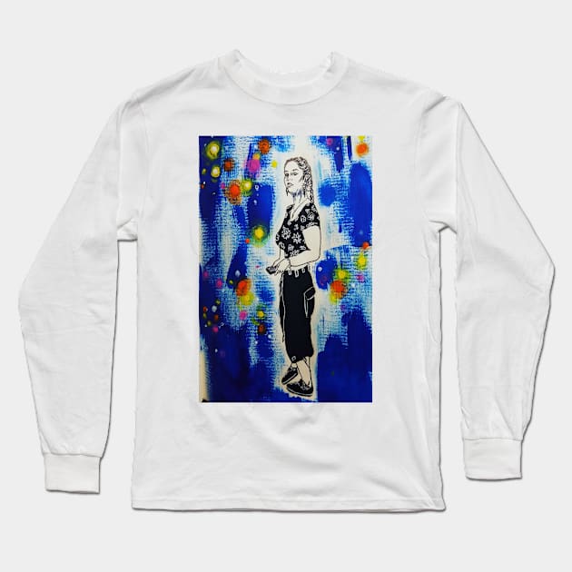 Social Anxiety Long Sleeve T-Shirt by 9lbpaintbrush